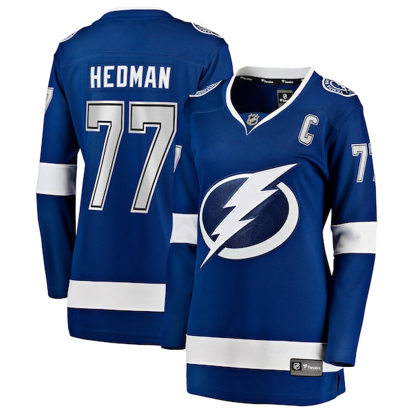Victor Hedman Tampa Bay Lightning Women's Home Captain Patch Breakaway Jersey - Blue