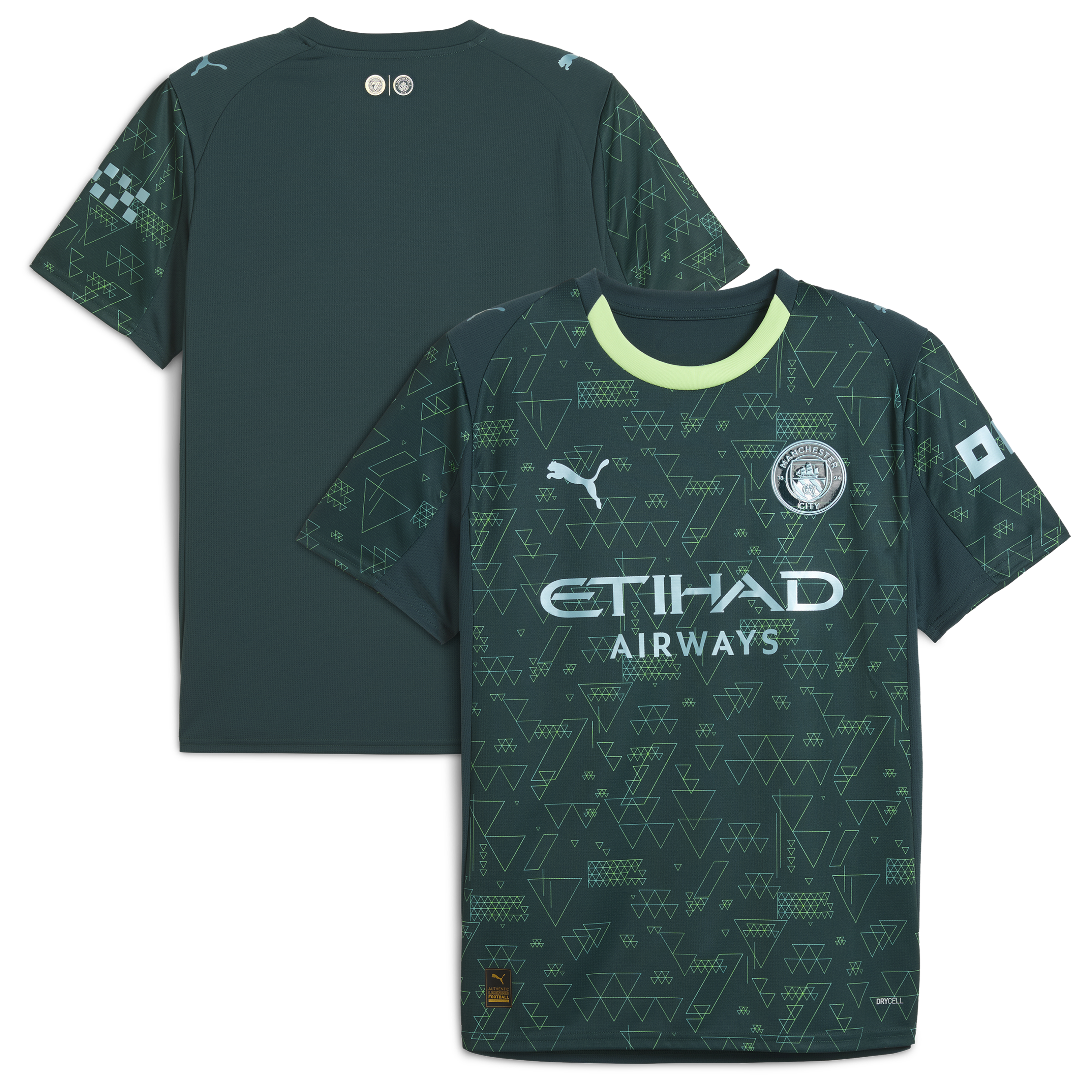 Manchester City Puma 2025/26 Third Replica Jersey - Gray/Neon Green/Light Blue/Black/Green - Image 10