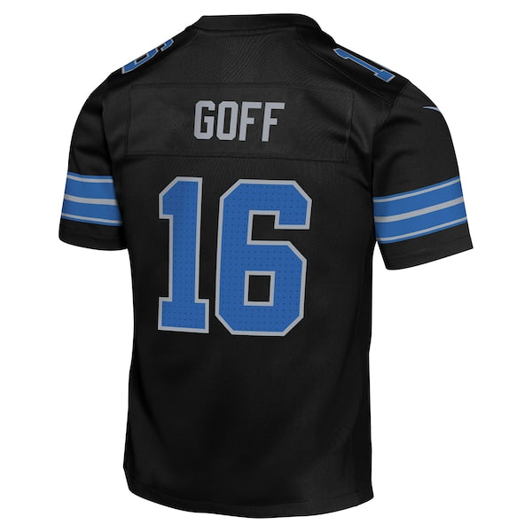 Jared Goff Detroit Lions Nike Youth Alternate Player Game Jersey - Black - Image 4