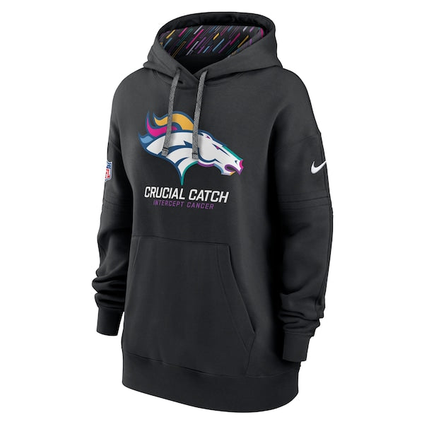 Denver Broncos Nike Women's 2024 NFL Crucial Catch Club Pullover Hoodie - Black - Image 2