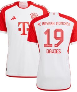 Alternative view of Alphonso Davies Bayern Munich adidas 2023/24 Home Authentic Jersey - White/Black
