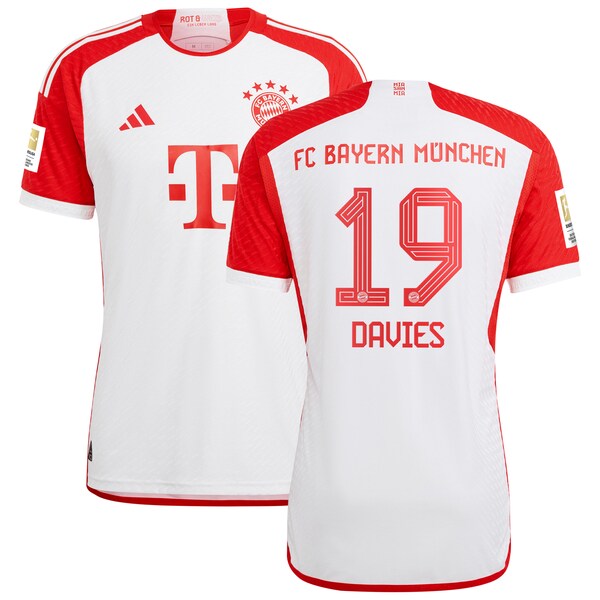 Alphonso Davies Bayern Munich adidas 2023/24 Home Authentic Jersey - White/Black - Image 2
