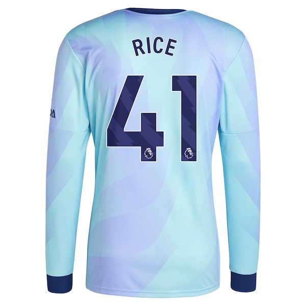 Declan Rice Arsenal adidas Originals 2024/25 Third Replica Long Sleeve Player Jersey - Aqua - Image 4