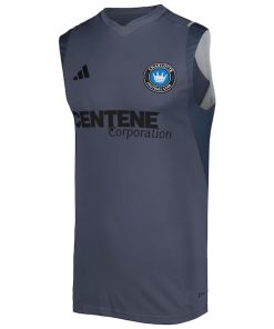 Alternative view of Charlotte FC adidas 2023 On-Field Sleeveless Training Jersey - Gray