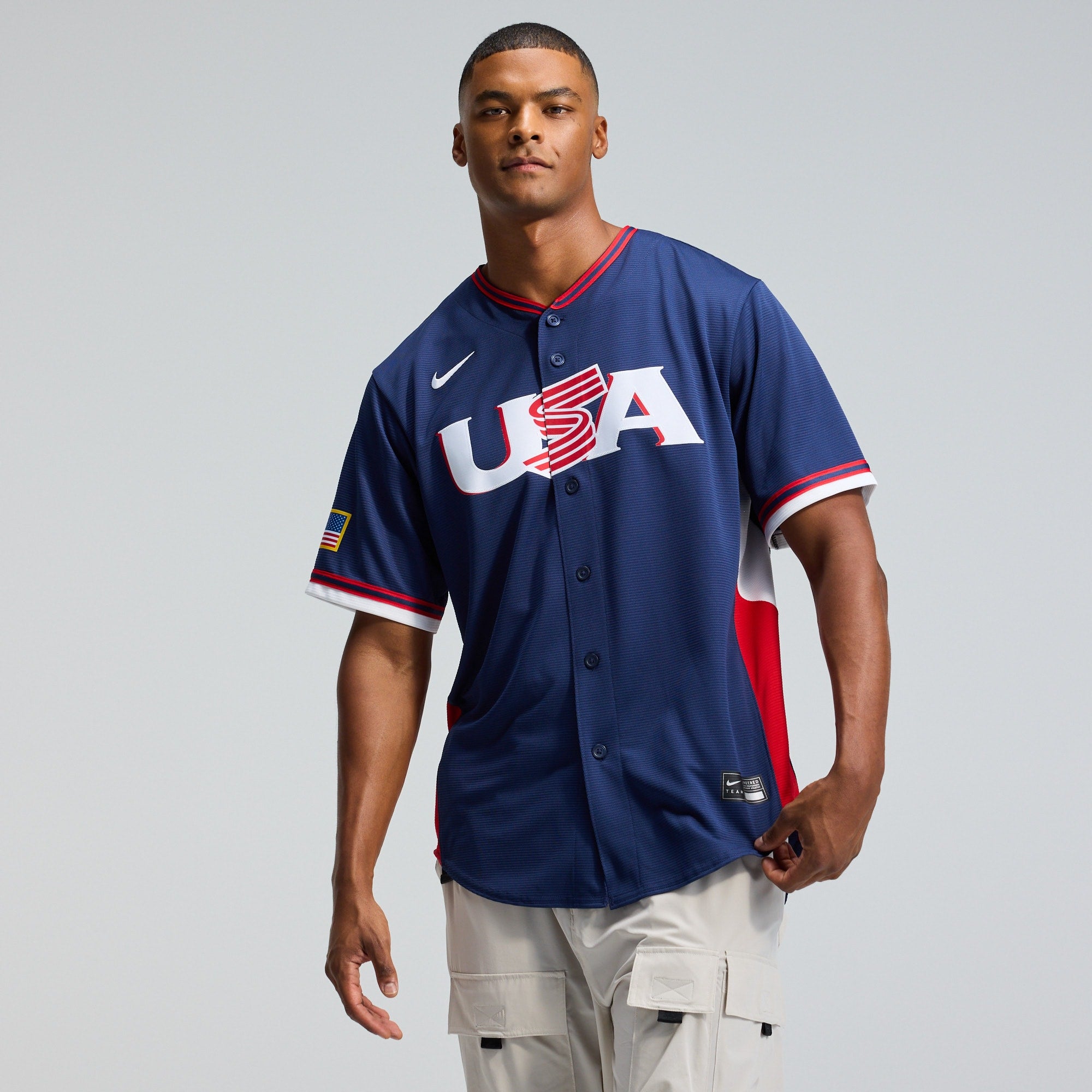 USA Baseball Nike 2026 World Baseball Classic Home Stadium Jersey - White/Navy - Image 6