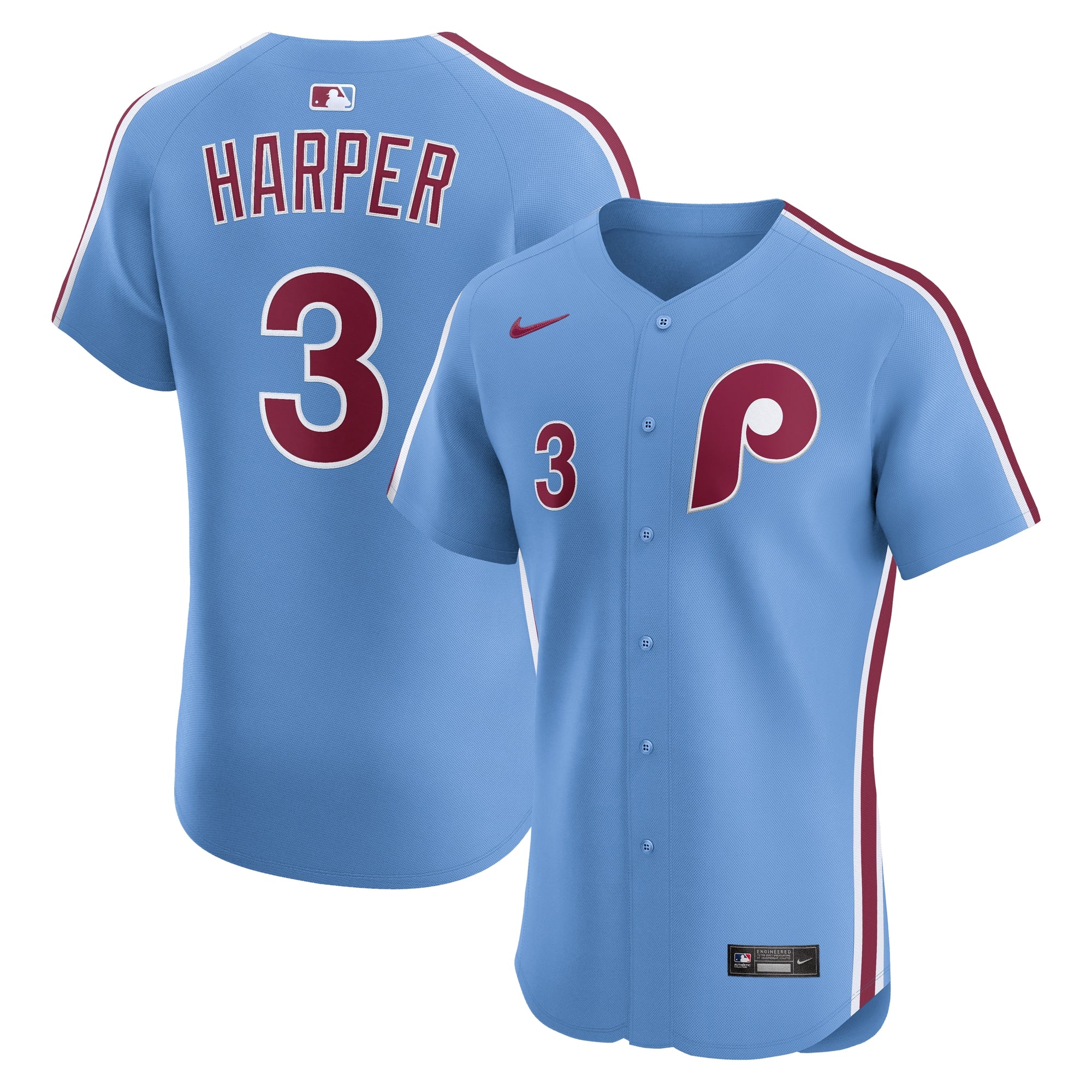 Bryce Harper Philadelphia Phillies Nike Alternate 2 Elite Jersey - Cream/White/Light Blue - Image 8