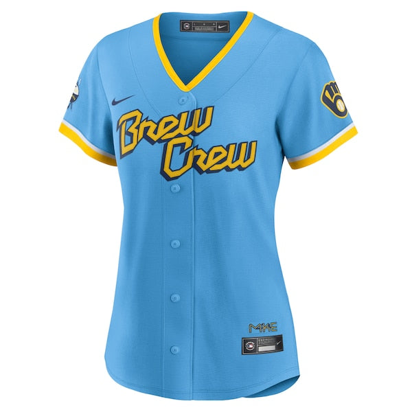 Milwaukee Brewers Nike Women's 2022 City Connect Replica Team Jersey - Powder Blue - Image 2