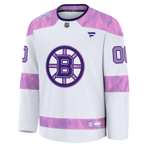 Boston Bruins 2024 Hockey Fights Cancer Custom Practice Jersey - White - Image 2