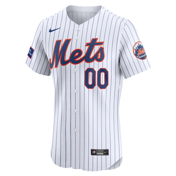 New York Mets Nike Home Elite Custom Patch Jersey - White - Image 2