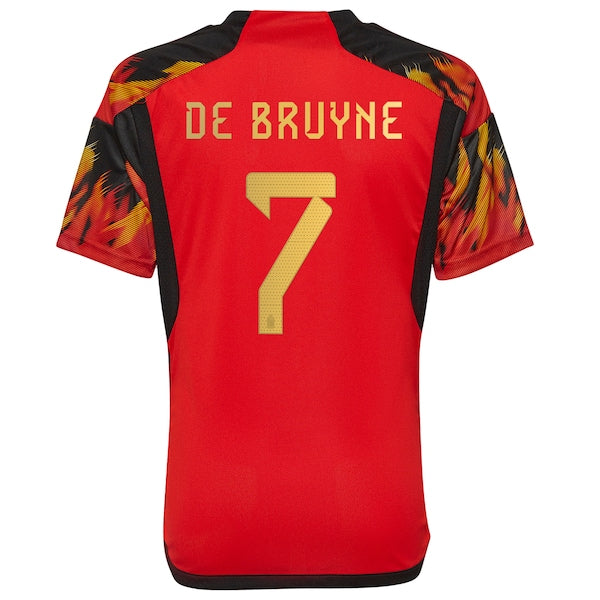 Kevin De Bruyne Belgium National Team adidas Youth 2022/23 Home Replica Jersey - Red - Image 3