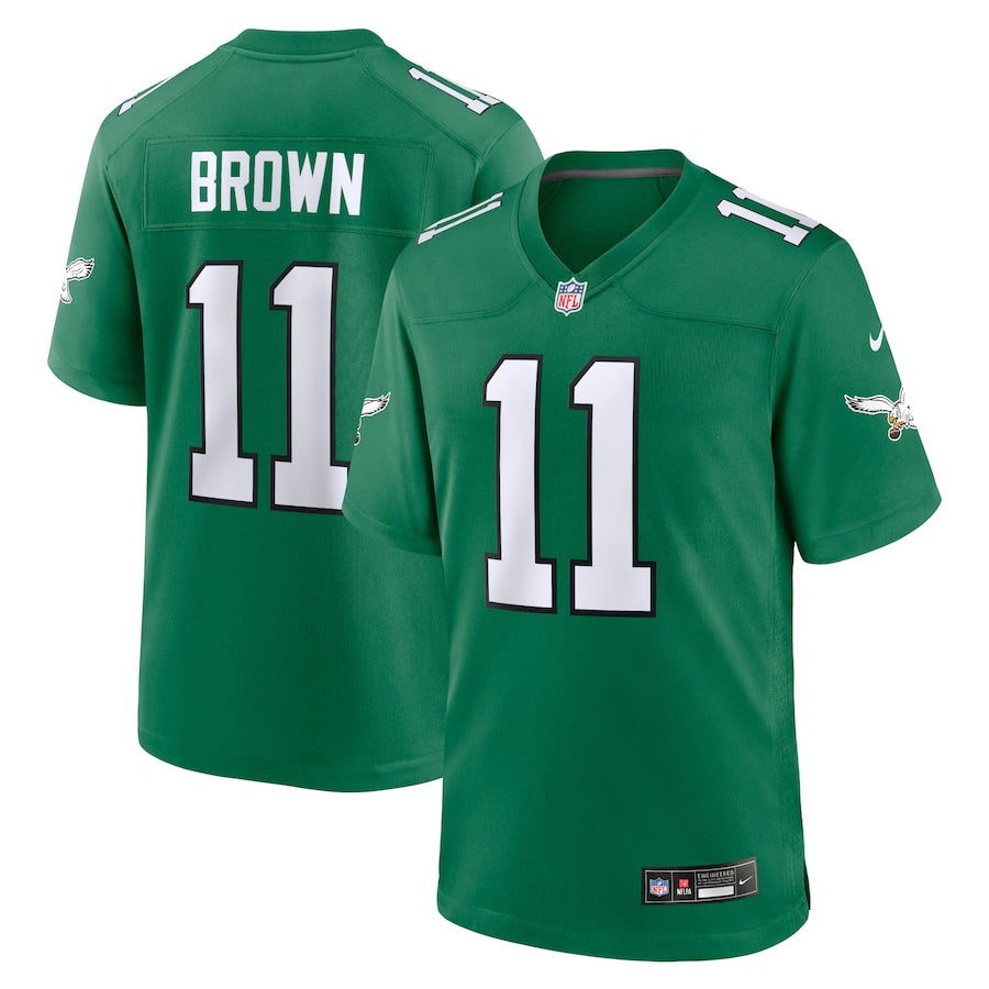 A.J. Brown Philadelphia Eagles Nike Game Jersey - White/Black/Green - Image 8