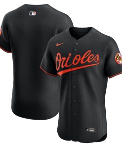 Alternative view of Baltimore Orioles Nike Alternate  Elite Jersey - Black/White/Orange