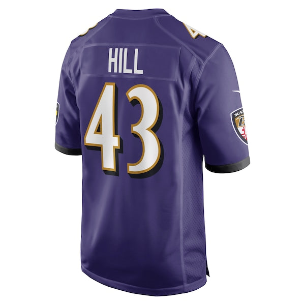 Justice Hill Baltimore Ravens Nike Game Jersey - Purple - Image 3