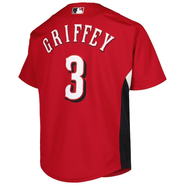 Ken Griffey Jr. Cincinnati Reds Youth Cooperstown Collection Batting Practice Jersey - Red - Image 3
