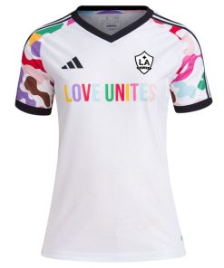 Alternative view of LA Galaxy adidas Women's 2024 Pride Pre-Match Top - White