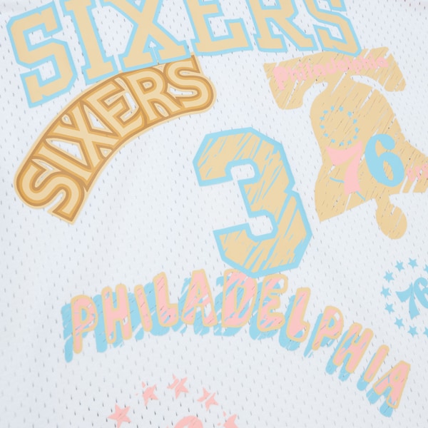 Allen Iverson Philadelphia 76ers 2002/03 Swingman Sidewalk Sketch Jersey - White - Image 5