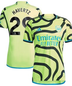 Alternative view of Kai Havertz Arsenal adidas 2023/24 Away Replica Player Jersey - Yellow/Green