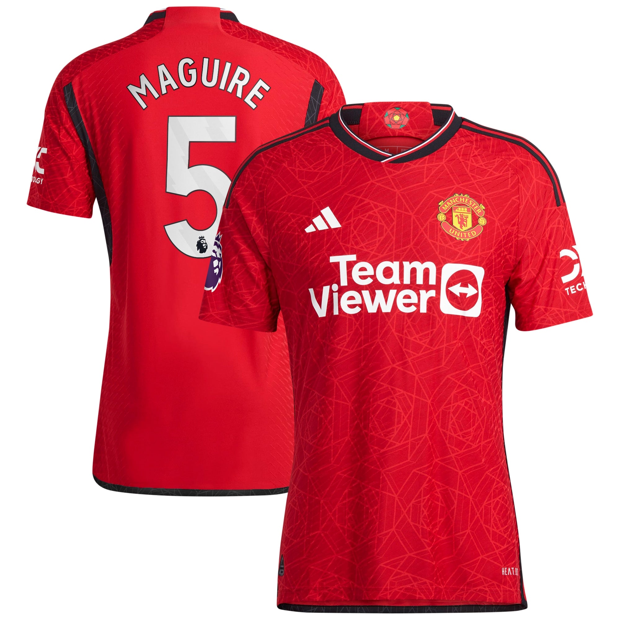 Harry Maguire Manchester United adidas 2023/24 Away Authentic Player Jersey - Green/Red - Image 2