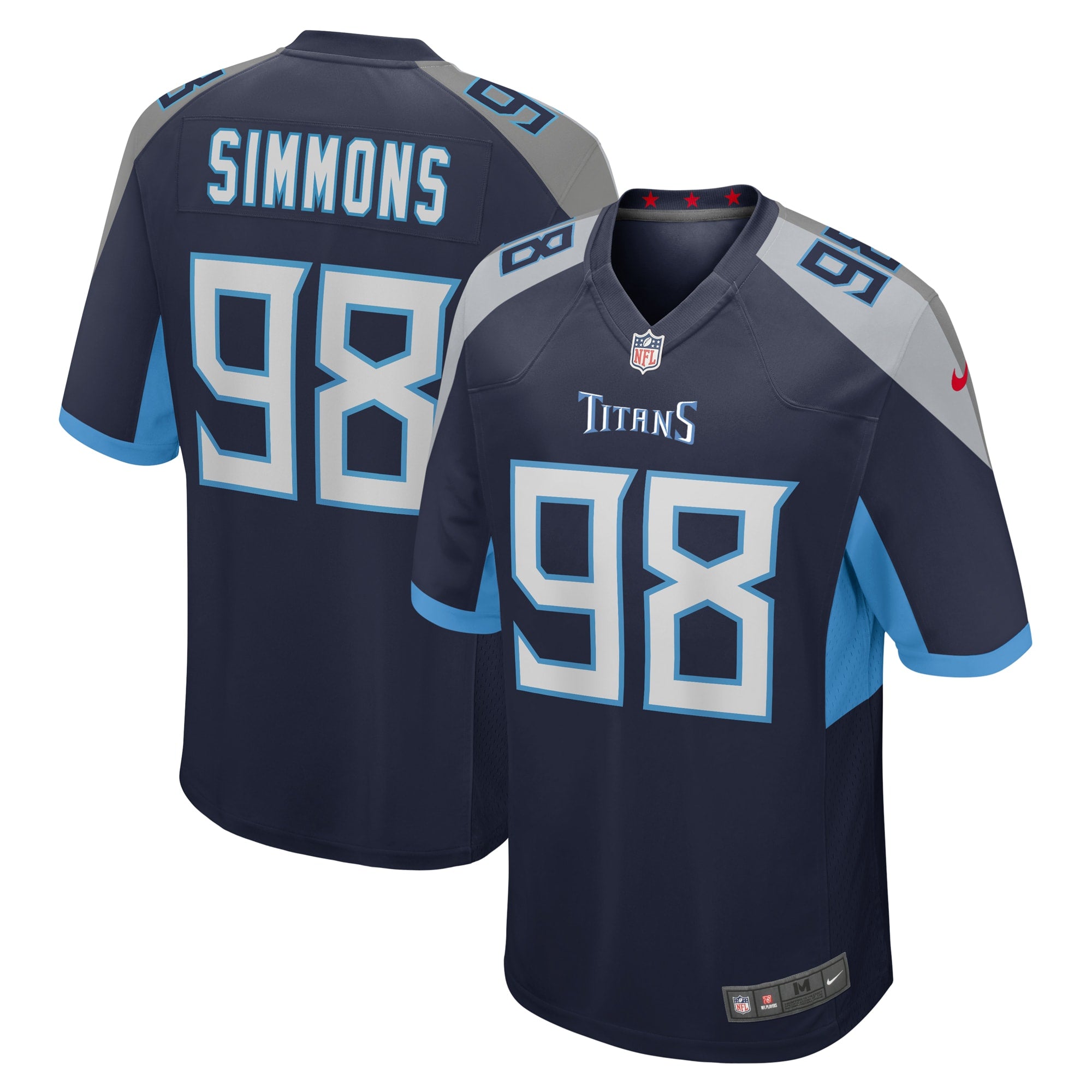 Jeffery Simmons Tennessee Titans Nike Team Game Jersey - Light Blue/Navy - Image 6