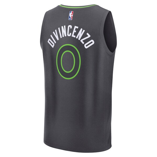 Donte DiVincenzo Minnesota Timberwolves Fast Break Replica Player Jersey - Statement Edition - Charcoal - Image 3