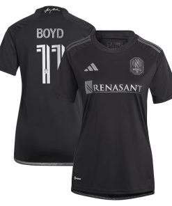 Alternative view of Tyler Boyd Nashville SC adidas Women's 2024 Man In Black Kit Replica Player Jersey - Black/Yellow