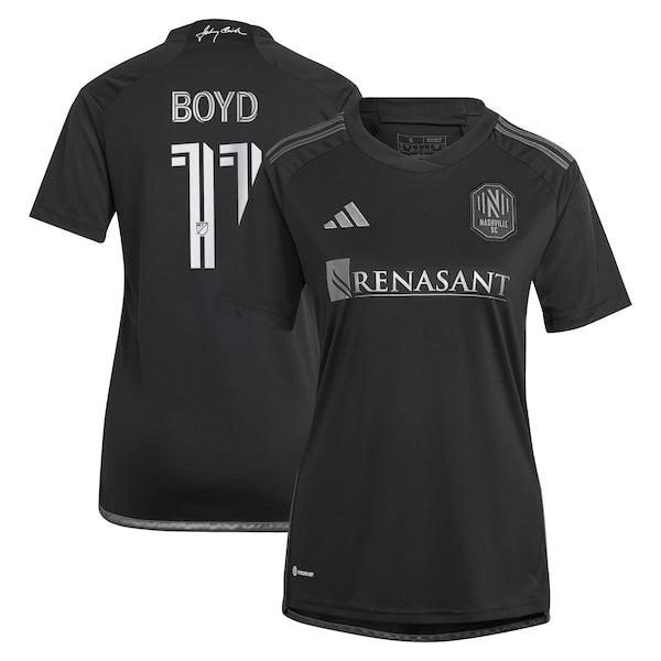 Tyler Boyd Nashville SC adidas Women's 2024 Man In Black Kit Replica Player Jersey - Black/Yellow - Image 2
