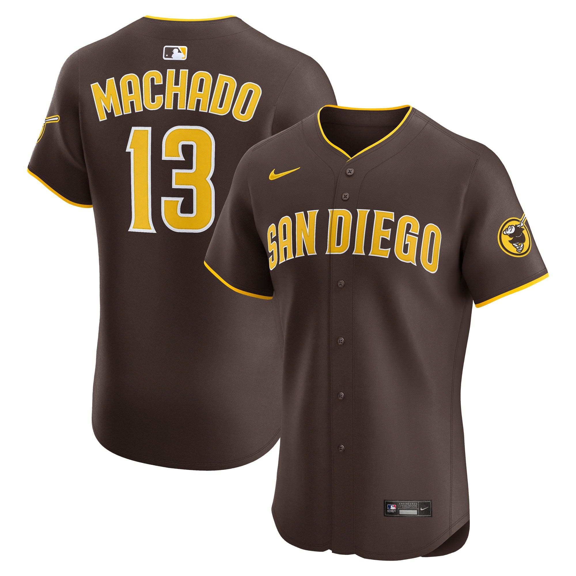 Manny Machado San Diego Padres Nike Home Elite Player Jersey - White/Brown - Image 9