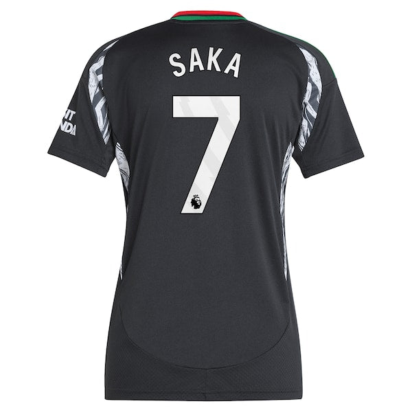 Bukayo Saka Arsenal adidas Women's 2024/25 Away Replica Player Jersey - Black - Image 4