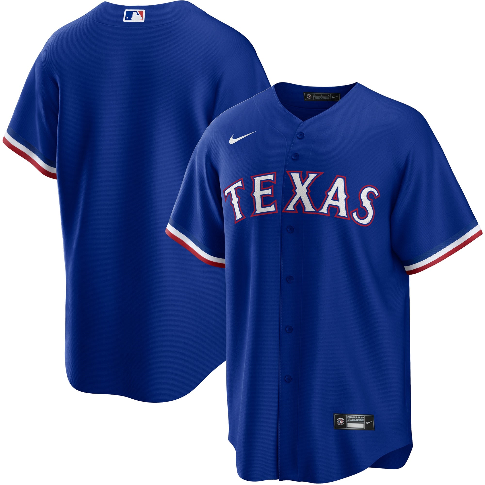 Texas Rangers Nike Road Replica Team Jersey - Gray/White/Royal - Image 6