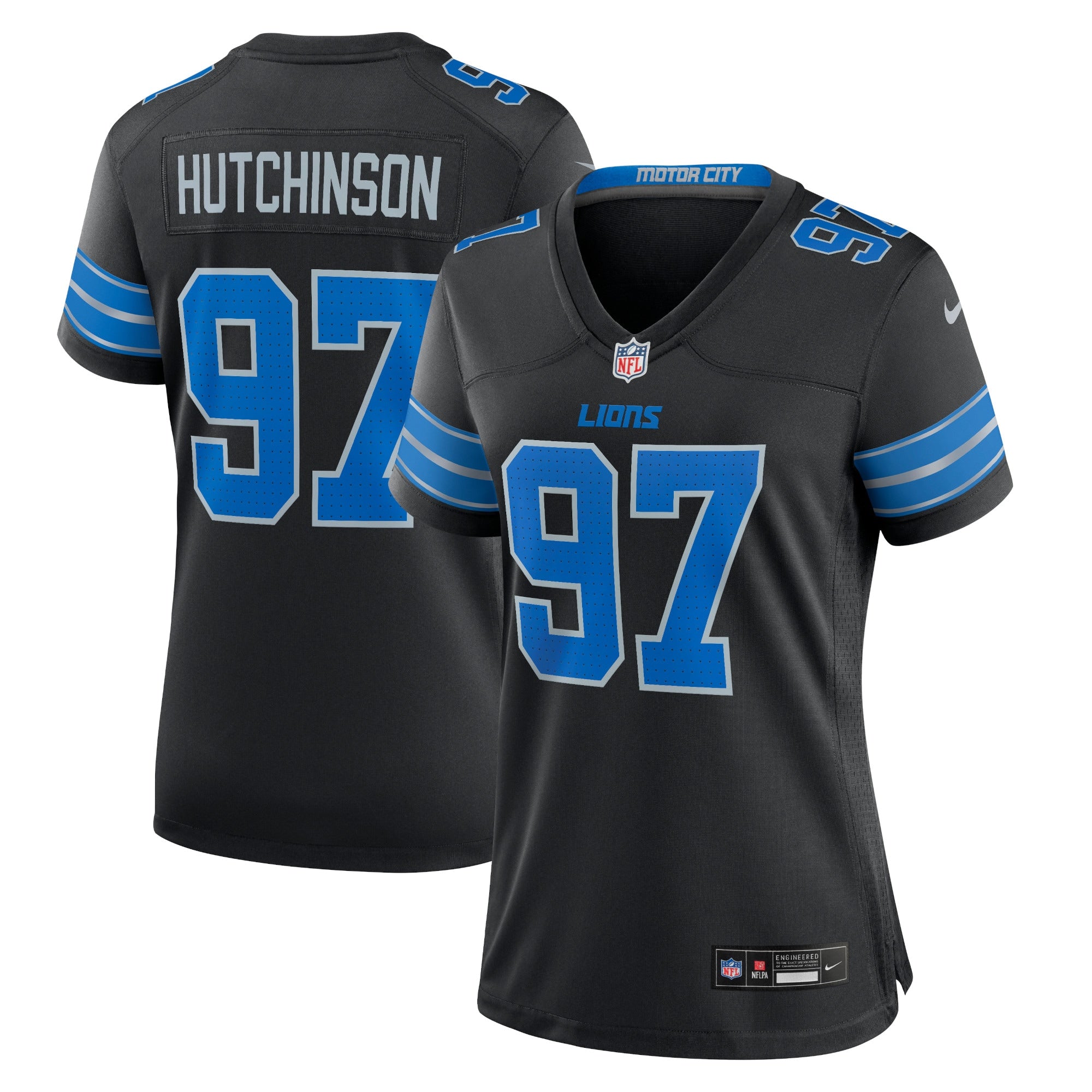 Aidan Hutchinson Detroit Lions Nike Women's Game Jersey - Blue/Black/White - Image 5