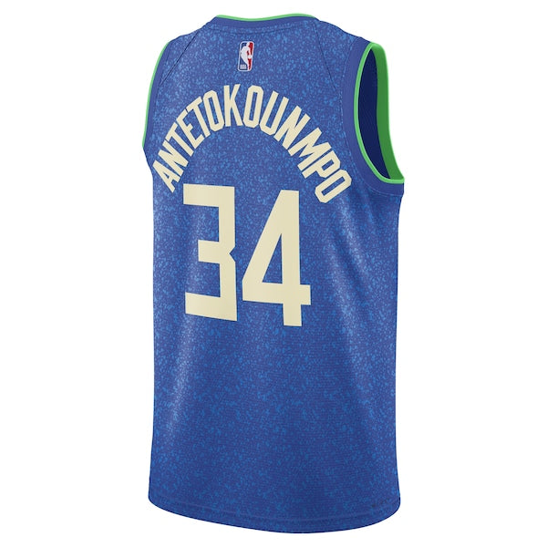 Giannis Antetokounmpo Milwaukee Bucks Nike Unisex 2023/24 Swingman Jersey - Blue - City Edition - Image 3