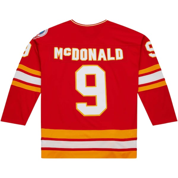 Lanny McDonald Calgary Flames Captain Patch 1988/89 Blue Line Player Jersey - Red - Image 5