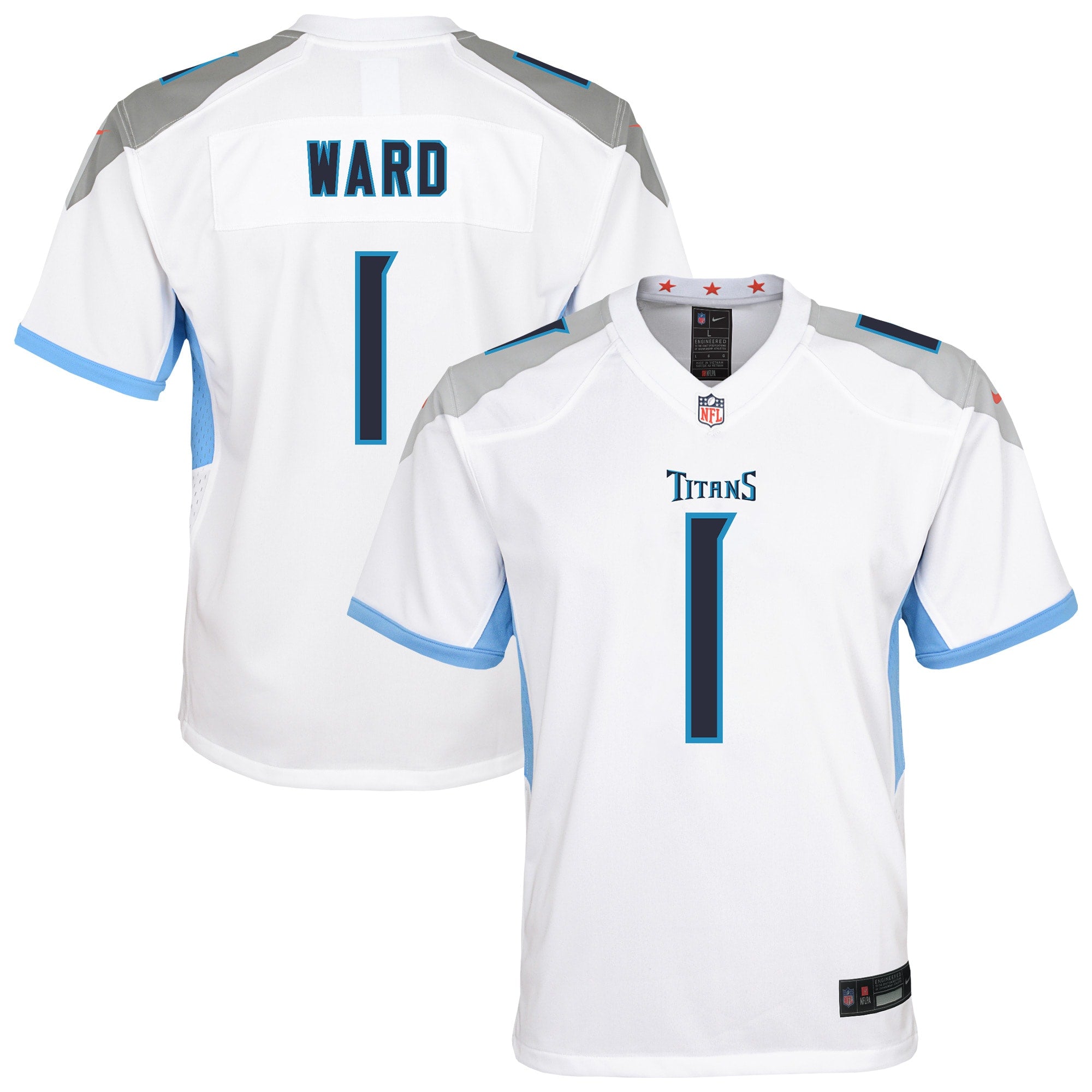 Cameron Ward Tennessee Titans Nike Youth Team Game Jersey - Light Blue/White - Image 6