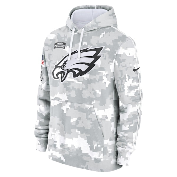 Philadelphia Eagles Nike 2024 Salute to Service Club Fleece Pullover Hoodie - Arctic Camo - Image 2