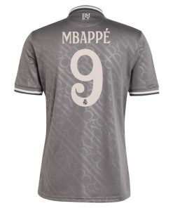 Alternative view of Kylian Mbapp¨¦ Los Merengues adidas Originals 2024/25 Third Replica Player Jersey - Charcoal