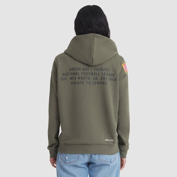 Green Bay Packers Nike Women's 2025 Salute to Service Sideline Standard Issue Dri-FIT Hoodie - Olive - Image 2