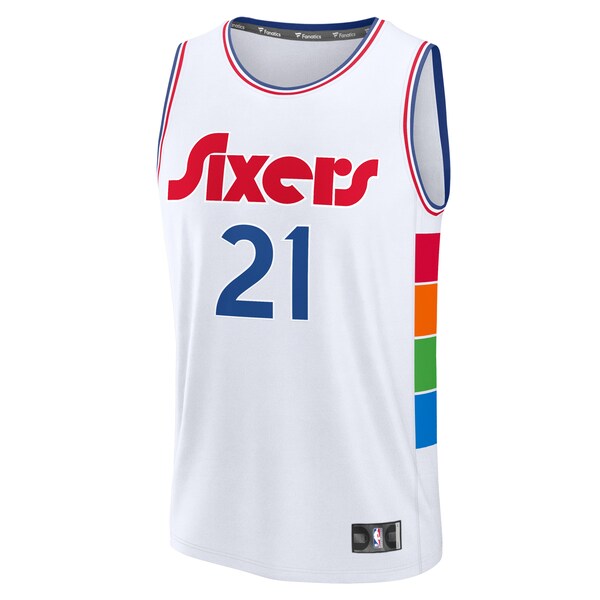 Joel Embiid Philadelphia 76ers Youth 2024/25 Fast Break Player Jersey - City Edition - White - Image 3