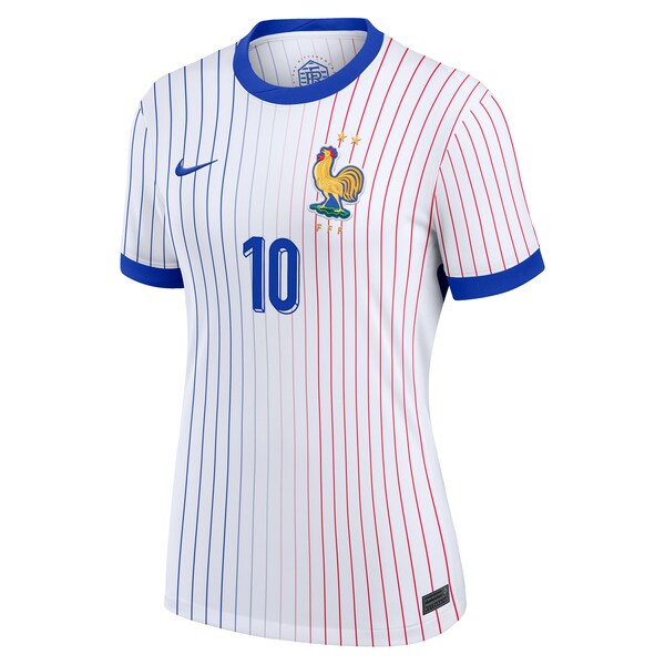 Kylian Mbappe France National Team Nike Women's 2024 Away Replica Jersey - White/Blue - Image 3