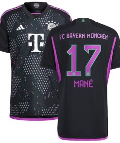 Alternative view of Sadio Man¨¦ Bayern Munich adidas 2023/24 Away Authentic Player Jersey - Black/White