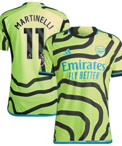 Gabriel Martinelli Arsenal adidas 2023/24 Away Authentic Player Jersey - Yellow/Red