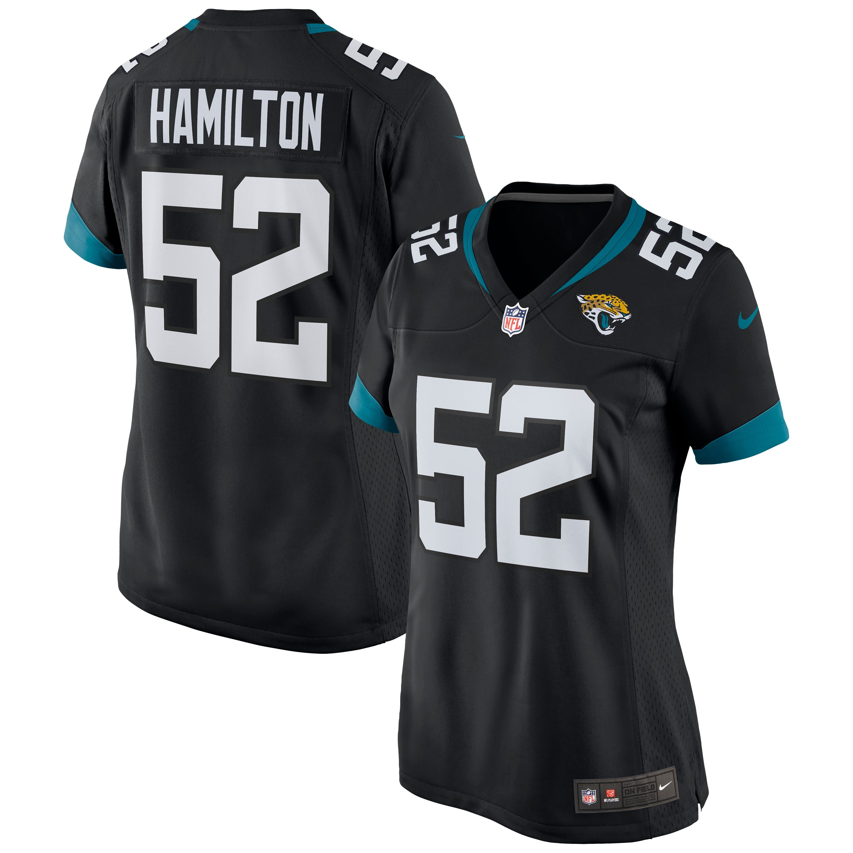 DaVon Hamilton Jacksonville Jaguars Nike Women's Game Jersey - Teal/Black - Image 6