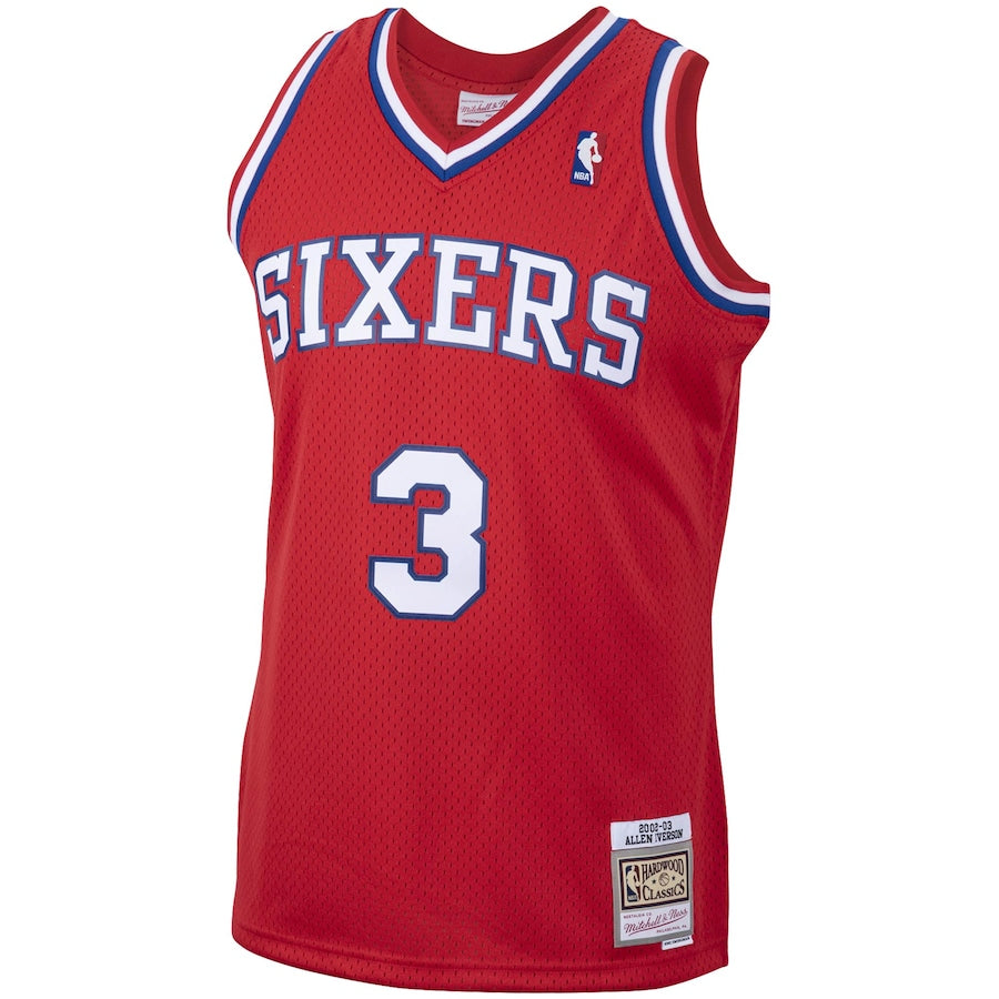 Allen Iverson Philadelphia 76ers 2001/02 Hardwood Classics Swingman Jersey - Red - Image 2