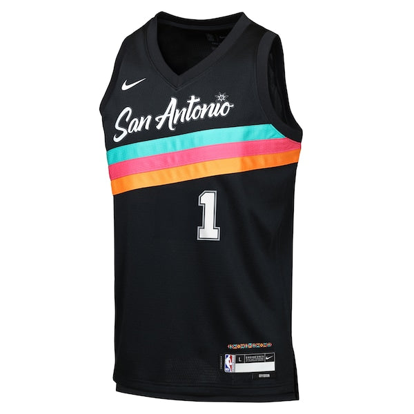 Victor Wembanyama San Antonio Spurs Nike Youth 2025/26 City Edition Swingman Jersey - Black - Image 2
