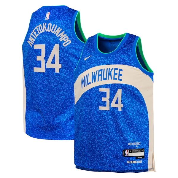 Giannis Antetokounmpo Milwaukee Bucks Nike Youth Swingman Replica Jersey - City Edition - Royal