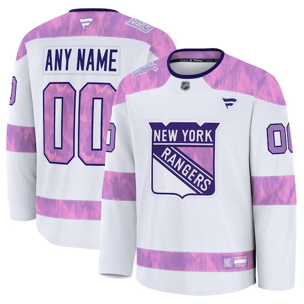 New York Rangers 2024 Hockey Fights Cancer Custom Practice Jersey - White