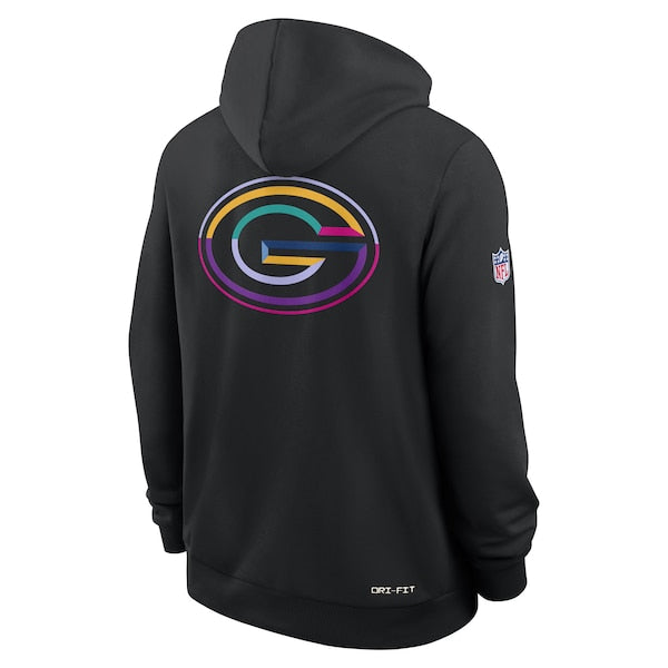 Green Bay Packers Nike 2025 NFL Crucial Catch Sideline Standard Issue Dri-FIT Hoodie - Black - Image 3