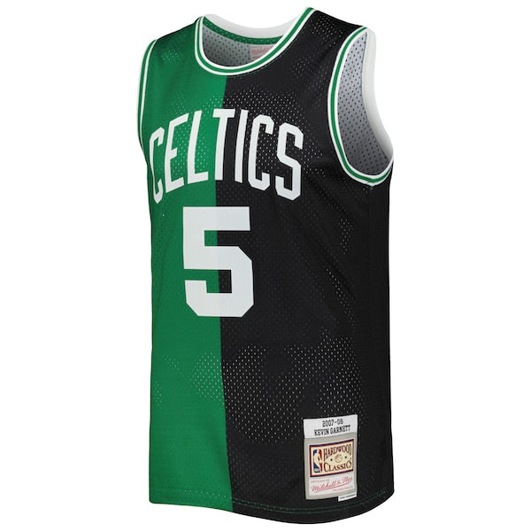 Kevin Garnett Boston Celtics Hardwood Classics 2007/08 Split Swingman Jersey - Black/Kelly Green - Image 2