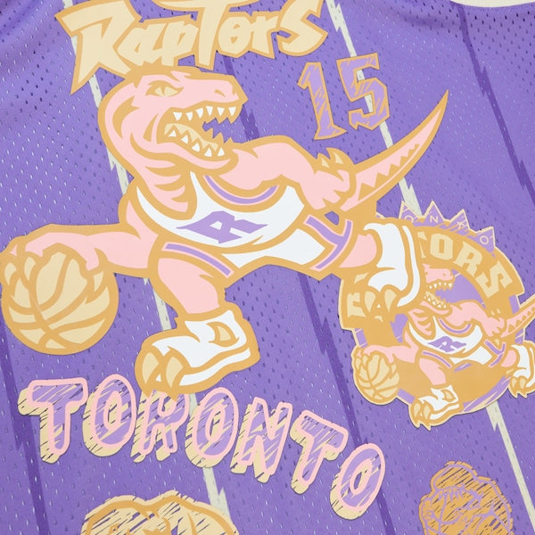 Vince Carter Toronto Raptors 1998/99 Swingman Sidewalk Sketch Jersey - Purple - Image 4