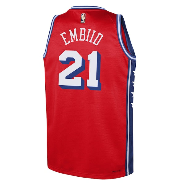 Joel Embiid Philadelphia 76ers Jordan Brand Youth Swingman Jersey - Statement Edition - Red - Image 3