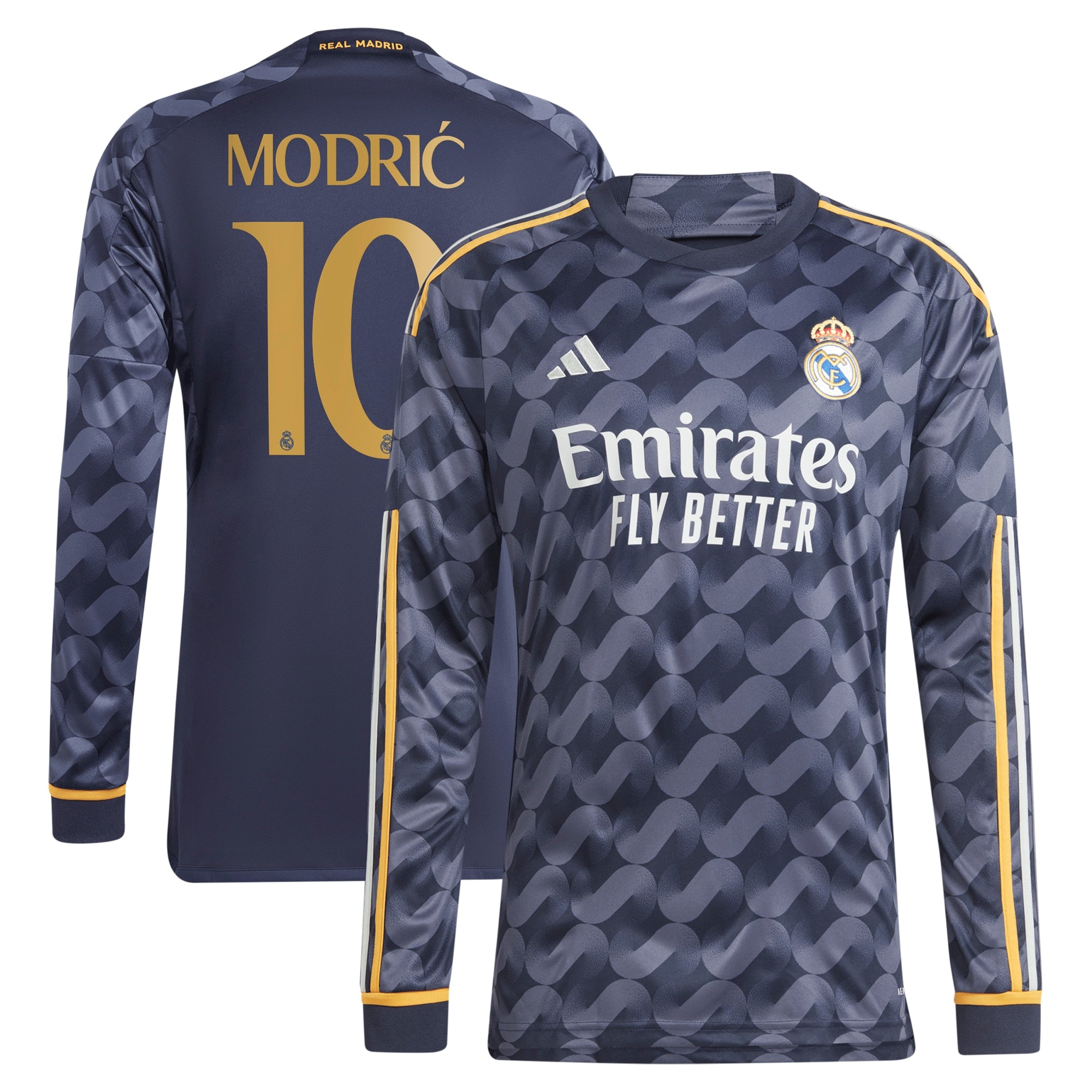 Luka Modric Los Merengues adidas 2023/24 Home Replica Long Sleeve Jersey - White/Navy - Image 6